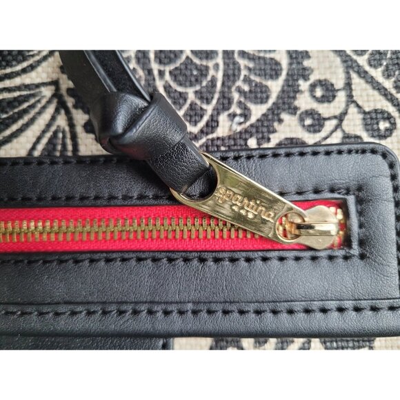 Spartina 449 Crossbody Hipster Purse Linen & Leather Black Cream Paisley Nice! - Picture 9 of 9